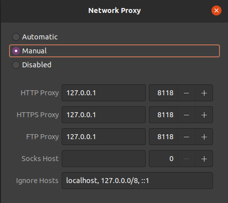 global proxy setting